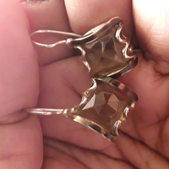 Genuine Agam Treasures Sterling Silver and 14K Rose Gold Smoky Quartz Earrings - Picture 6 of 7